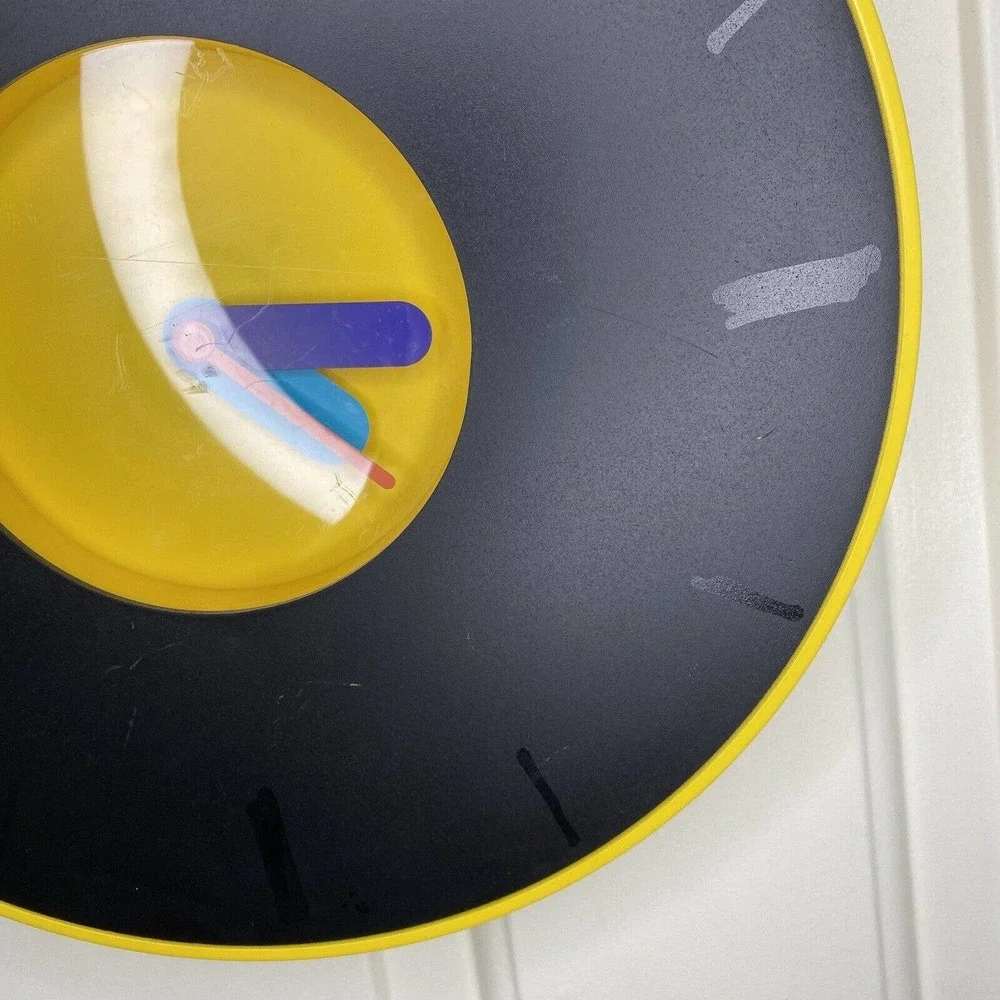 IKEA Pladdra Wall Clock - 90s Memphis Milano Style Yellow Clock - Working!